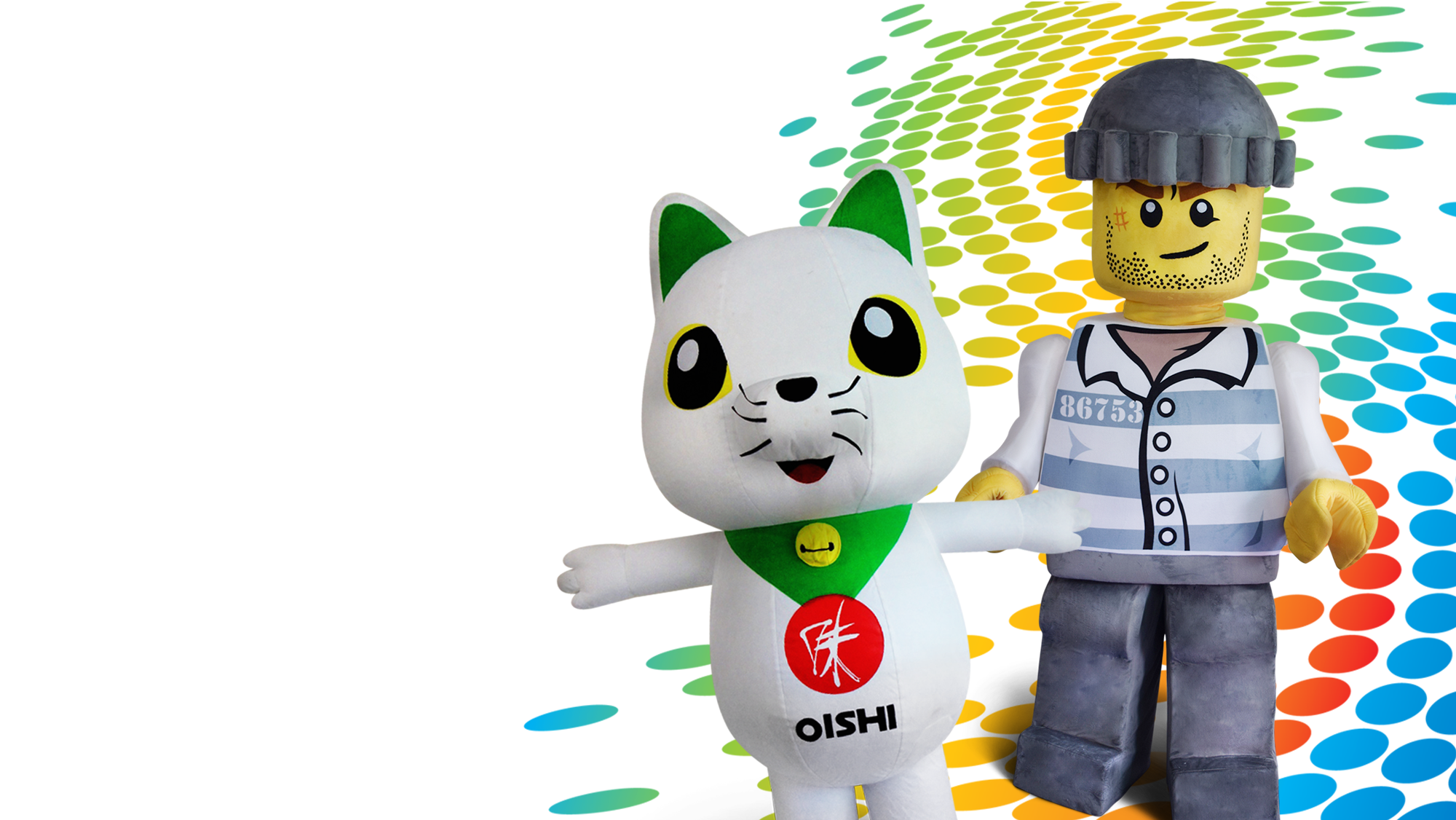 hola mascot custom made oishi lego